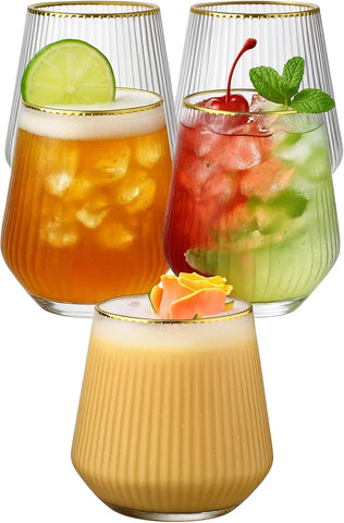 Oojami copas Ripple Origami sin tallo de 14 oz, ideales para vinos y cócteles.