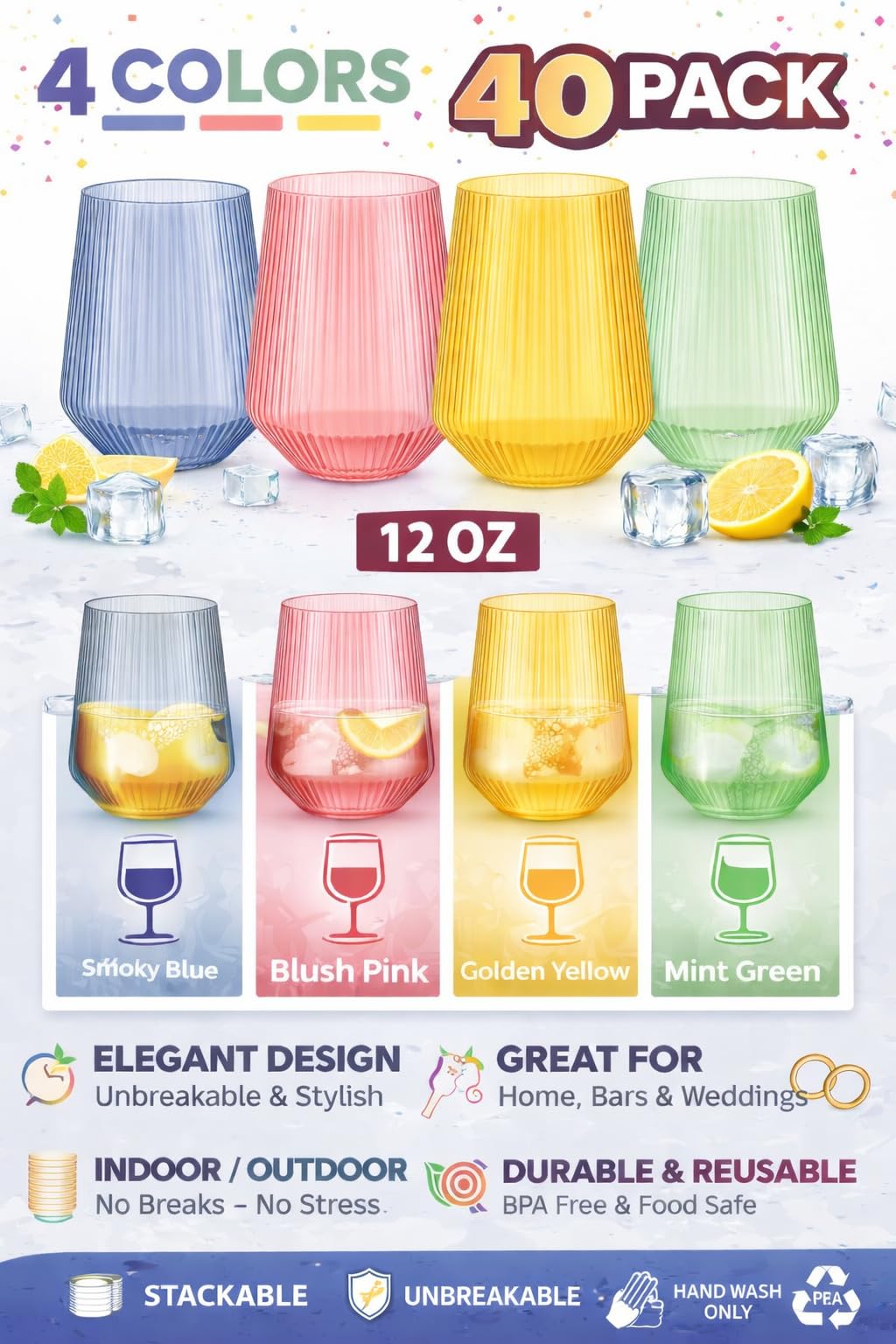 Vaso Oojami 12oz para champán con borde suave, brindis elegante