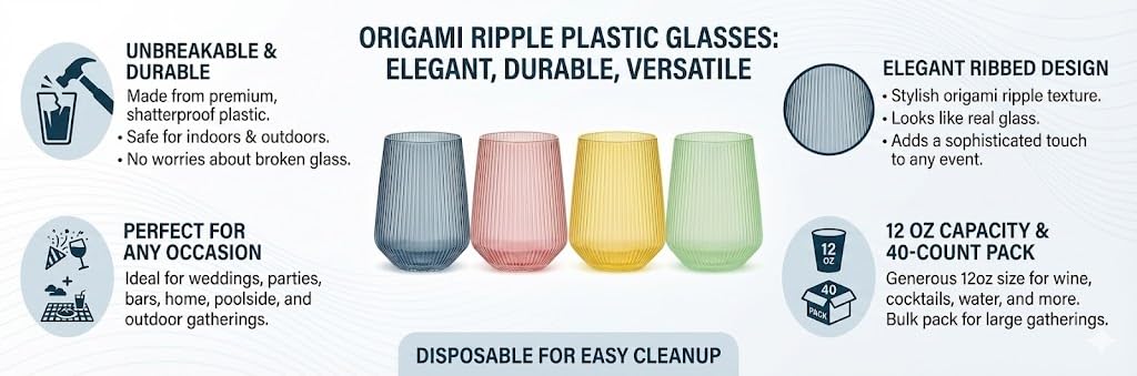 Vaso Oojami 12oz para uso interior y exterior, práctico para eventos