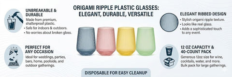 Vaso Oojami 12oz para uso interior y exterior, práctico para eventos