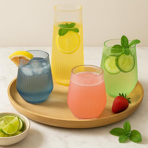 Vaso Oojami de 12 onzas con relieve acanalado para bebidas grandes