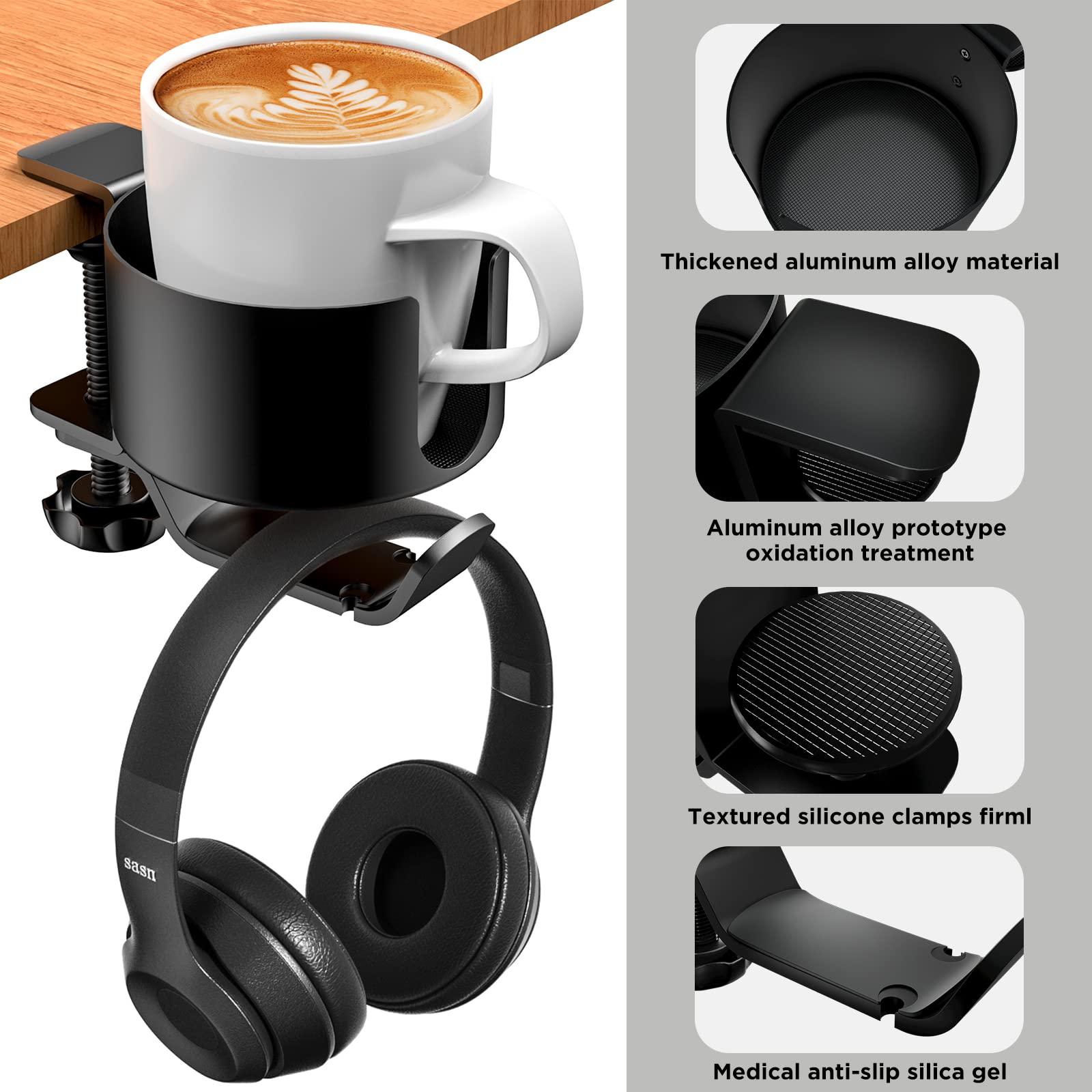 OOKUU diseño-2-en-1-escritorio, combo organizador de tazas y auriculares.