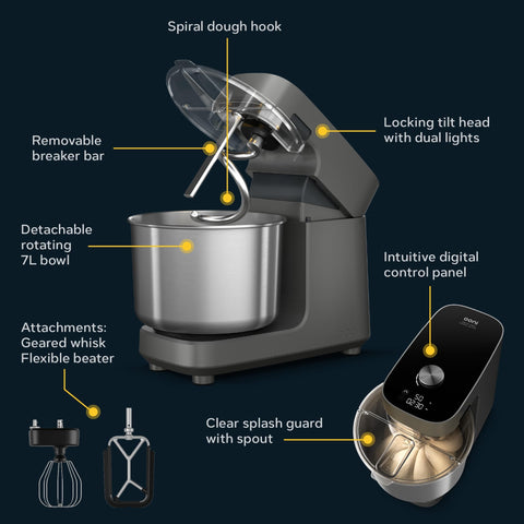Ooni Halo Pro, cuenco espiral rotativo para batir masas con consistencia.