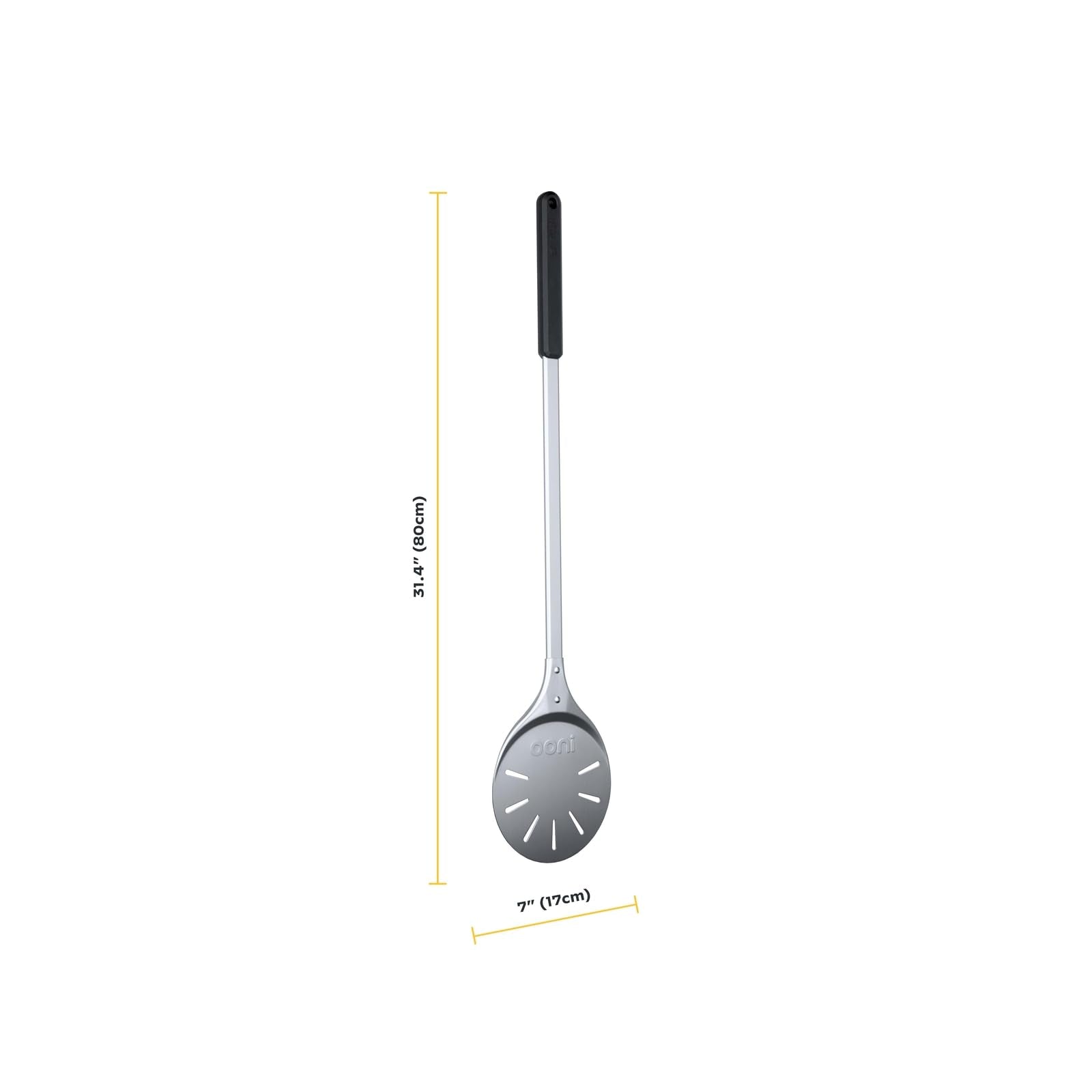 Pala Ooni con mango largo de material sintético reforzado para girar pizzas.