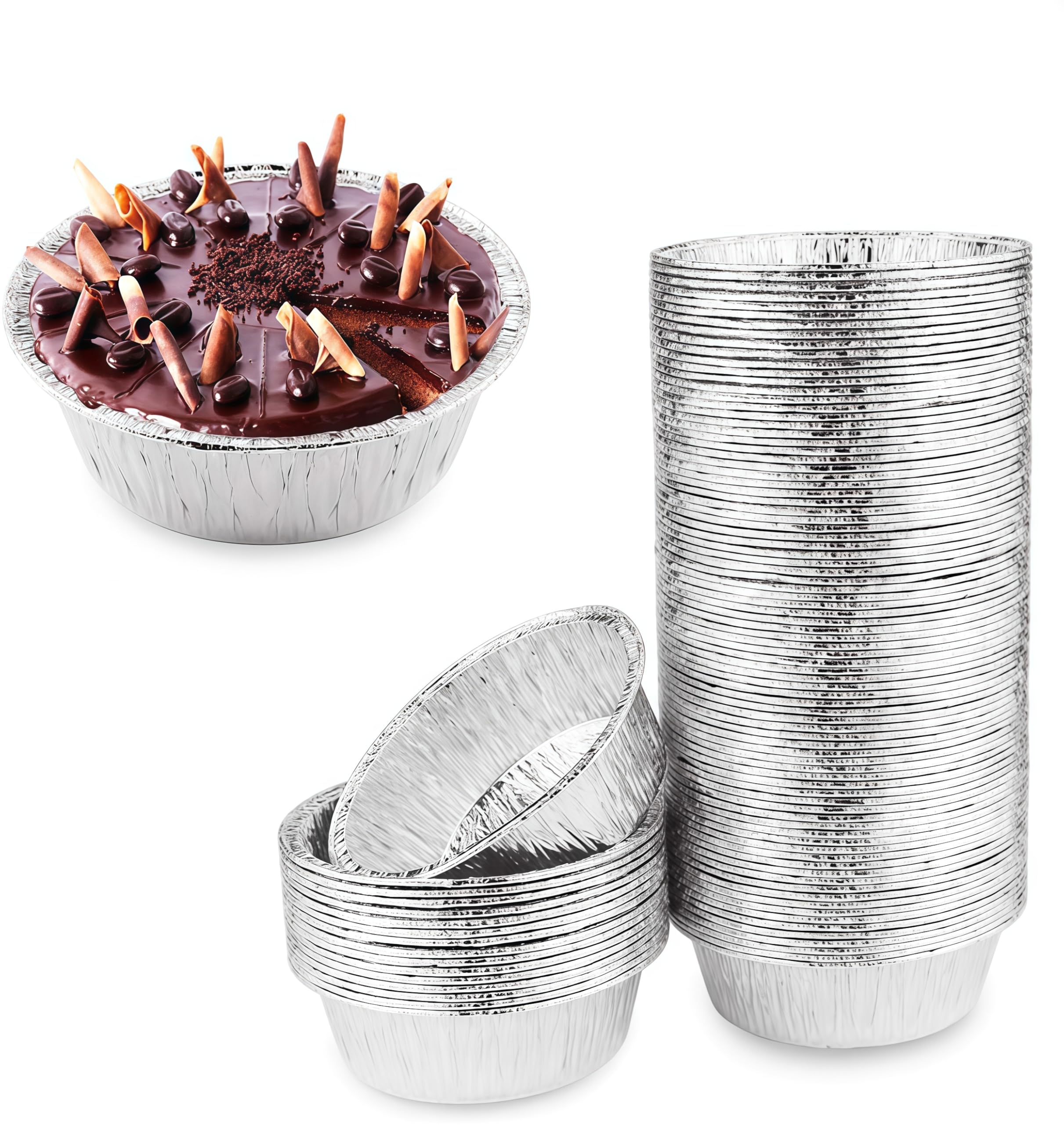 Oopsu bandejas de aluminio 4 pulgadas, vista superior para hornear tartas con porciones uniformes.