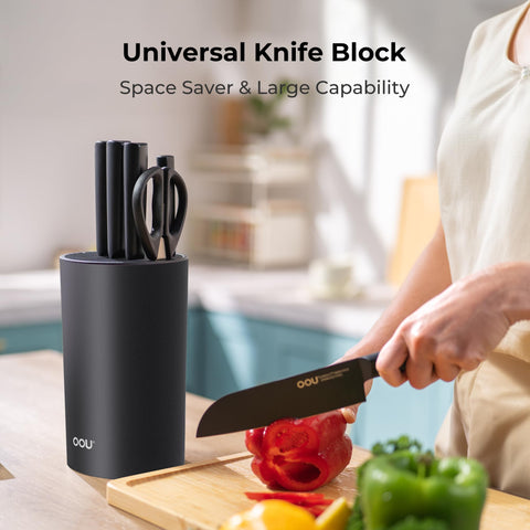 OOU! Portacuchillos universal fácil limpieza negro, tapa desmontable para lavado.