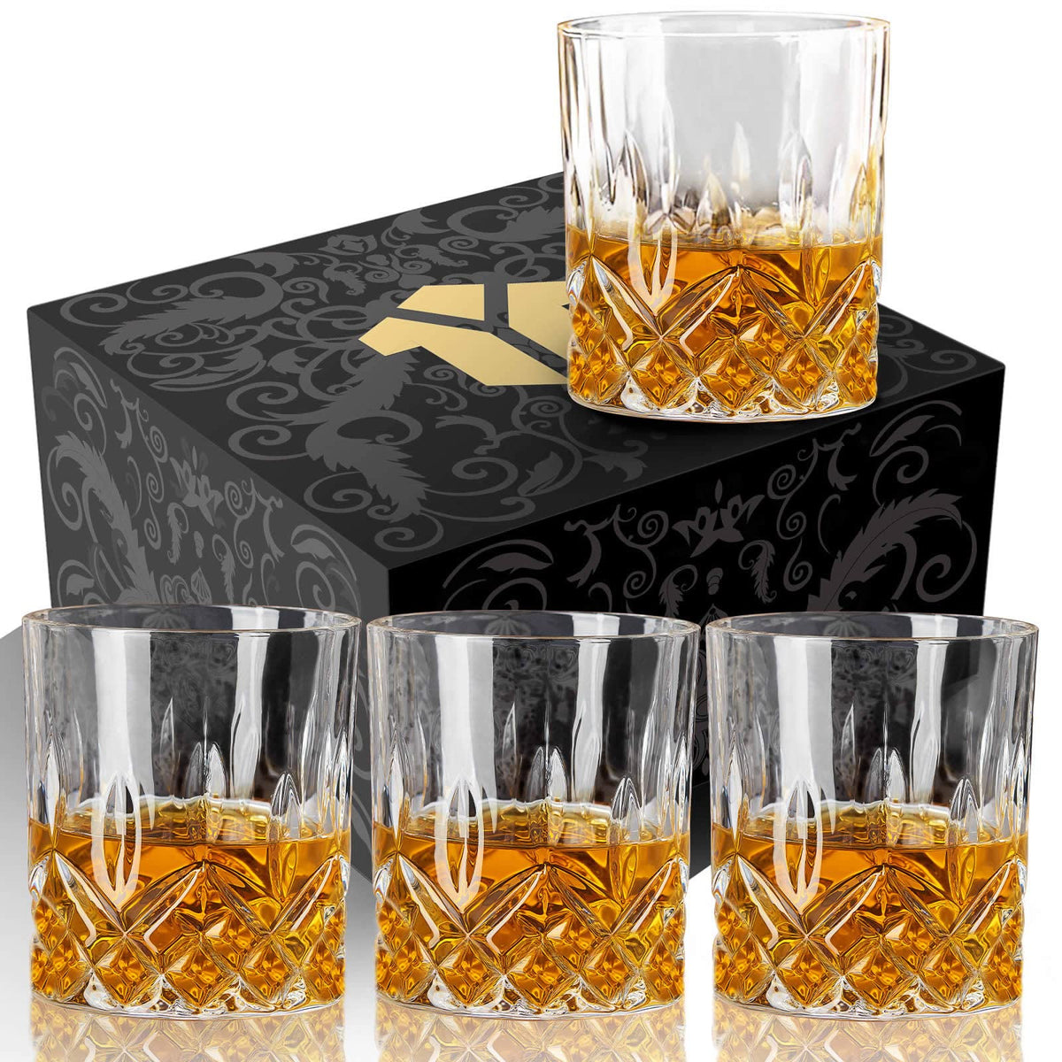 OPAYLY vasos whisky 10oz: conjunto 4 para degustación elegante en casa.