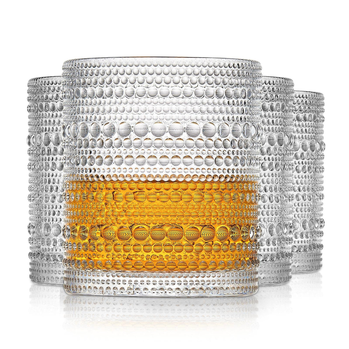 OPAYLY vasos con relieve de bolitas, conjunto de 4, ideales para mesas.