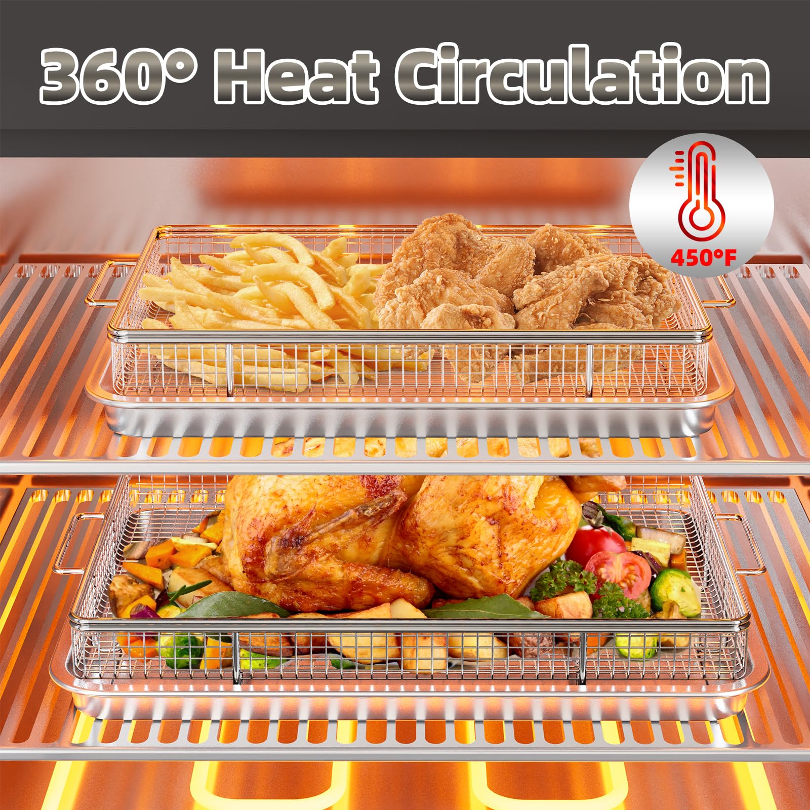 OPENICE bandeja de acero inoxidable para horno, duradera y fácil de limpiar.