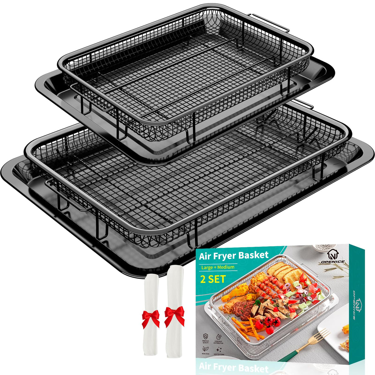 OPENICE cesto freidora de aire grande para crujiente uniforme