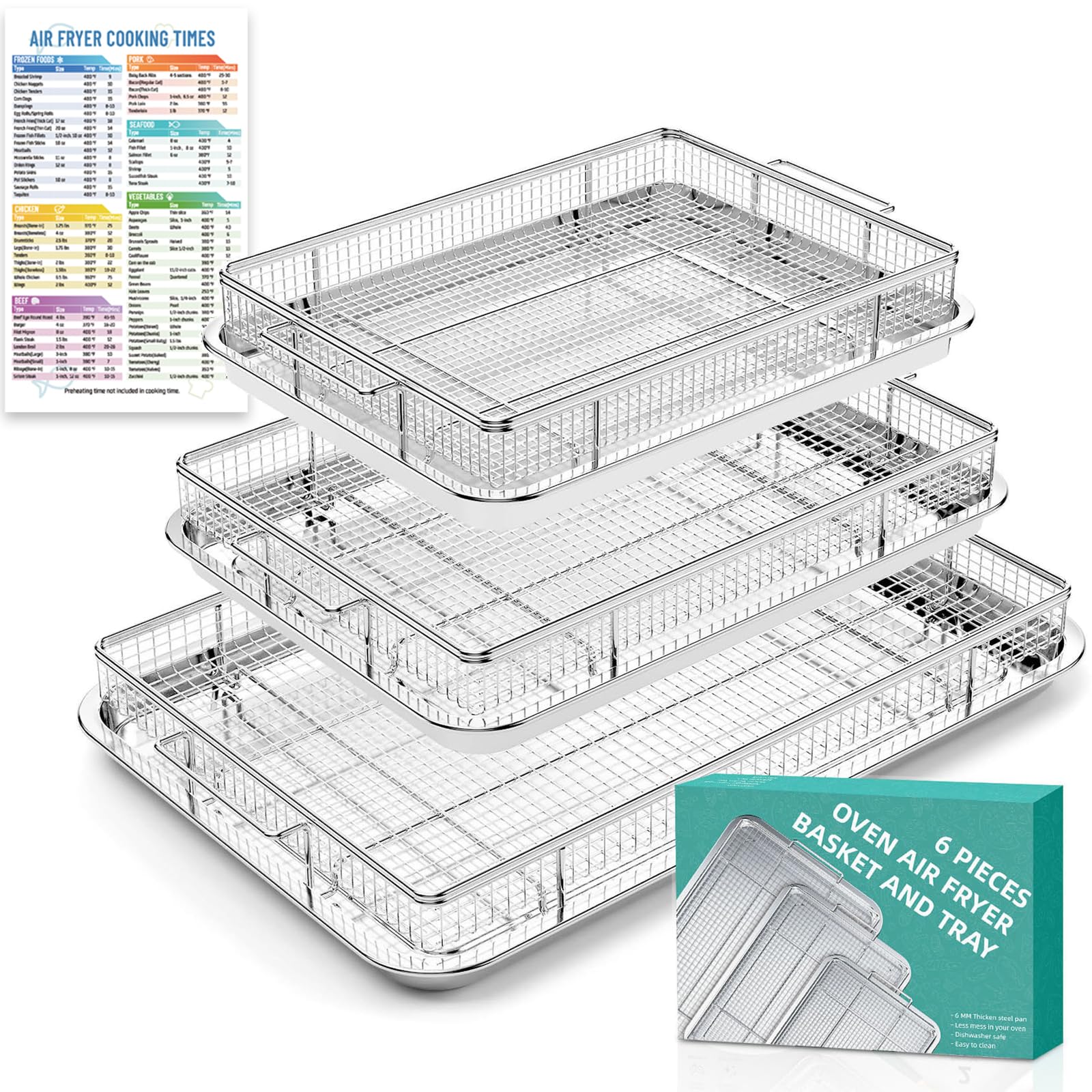 OPENICE cesta para freír al aire en horno con estructura 25% más gruesa para cocción uniforme