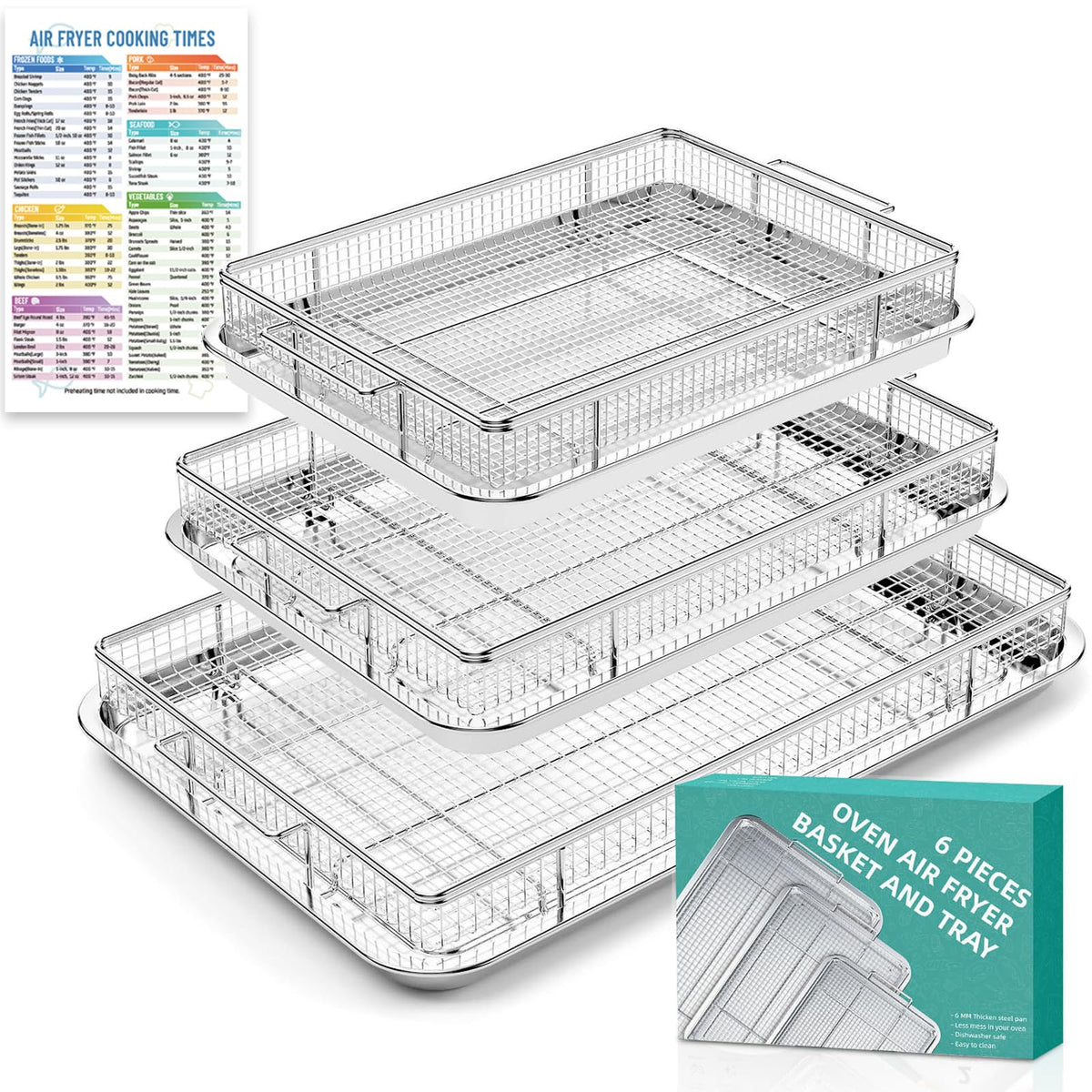 OPENICE cesta para freír al aire en horno con estructura 25% más gruesa para cocción uniforme