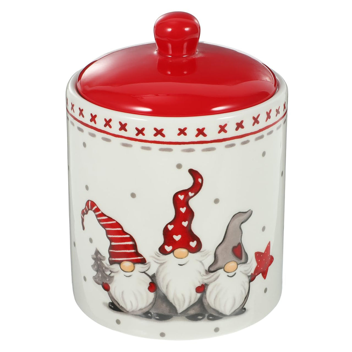 Operitacx jarro cerámico navideño con tapa, ideal para galletas.