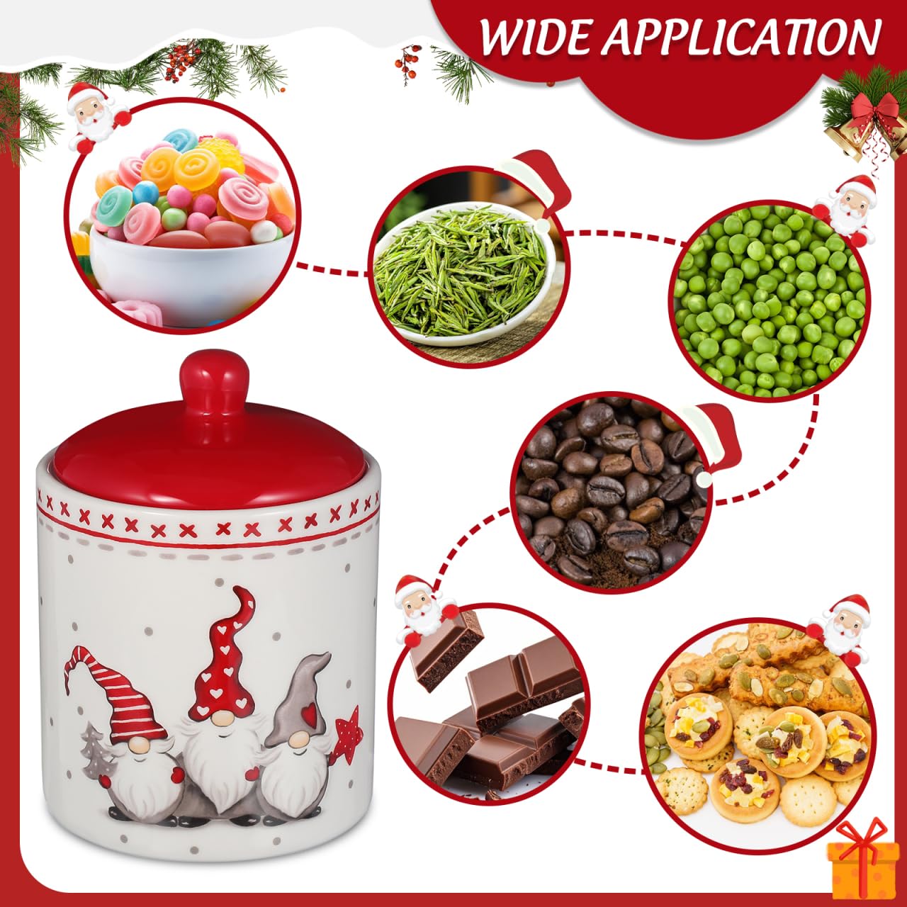 Operitacx jarro dulces navidad gnomo, mantiene dulces frescos con tapa hermética.