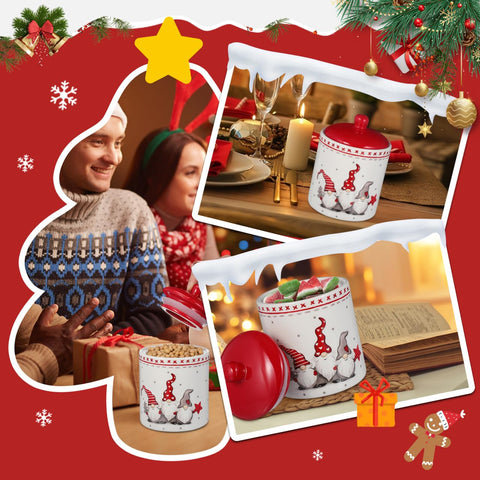 Operitacx jarro galletas navidad gnomo, diseño festivo para encimera.