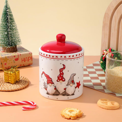 Operitacx jarro gnomo navidad cerámico con tapa, opción decorativa y funcional.
