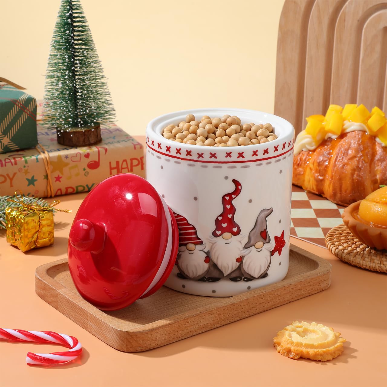 Operitacx jarro navidad gnomo cerámico para cocina, decoración y organización.