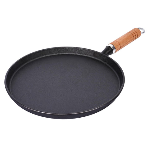 Sartén Opexscal de hierro fundido 10 pulgadas para crepes, cocción uniforme.