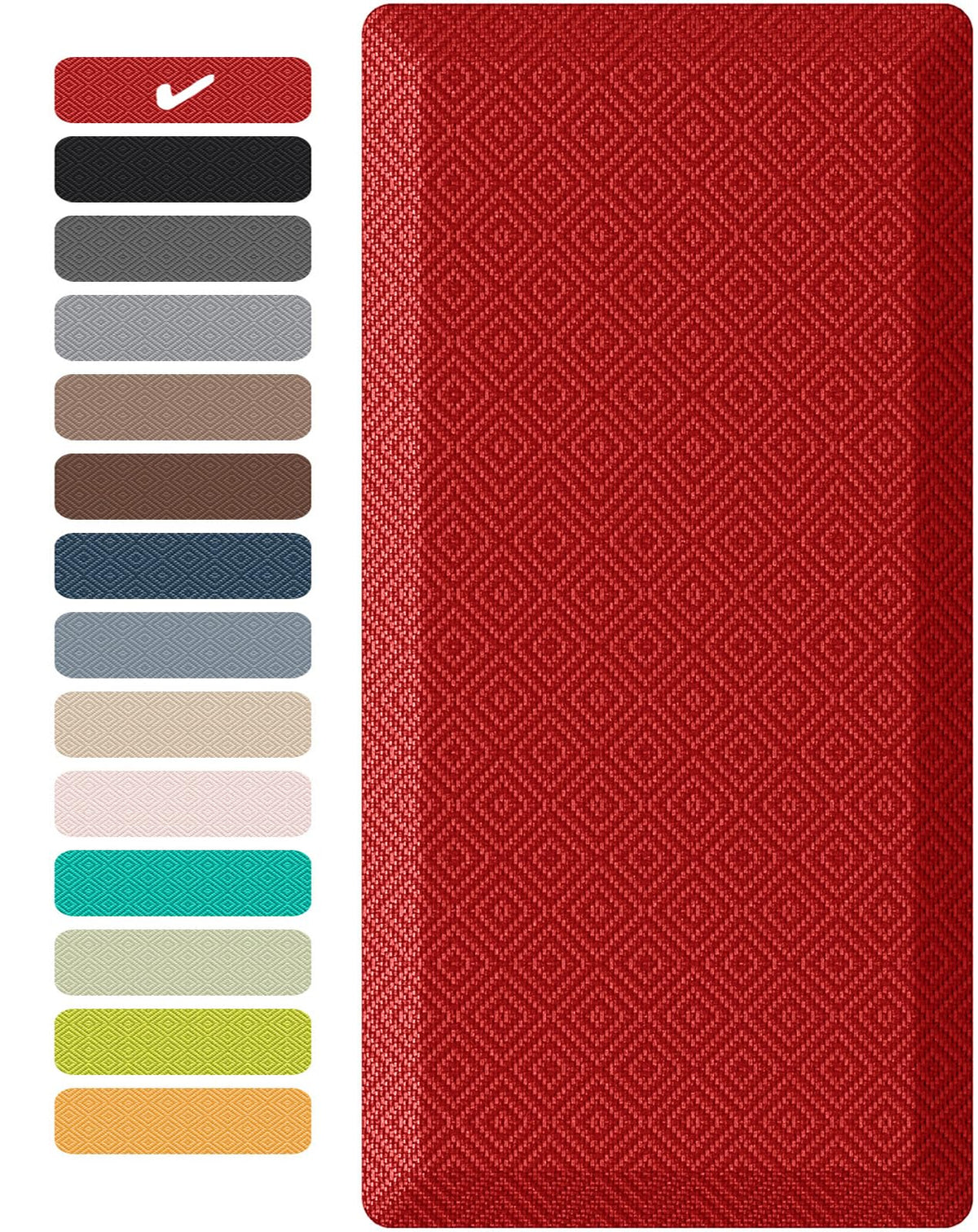 Almohadilla Ophanie para cocina antifatiga, 20x48, roja, impermeable y antideslizante.
