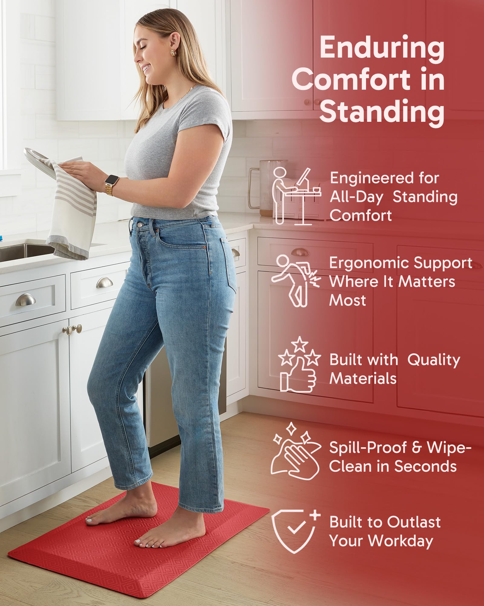 Alfombra Ophanie impermeable para cocina, fácil de limpiar ante derrames
