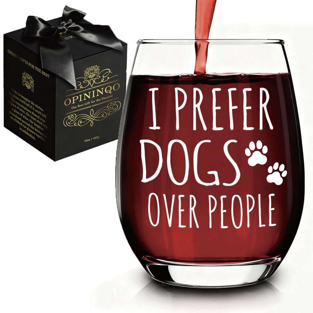 Vaso Opininqo sin tallo para amantes de perros, regalo alegre y práctico.