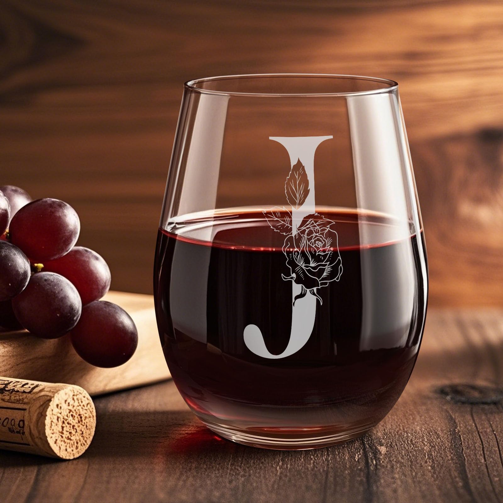 Copa de vino Oprever 18oz con monograma personalizado para regalo único.