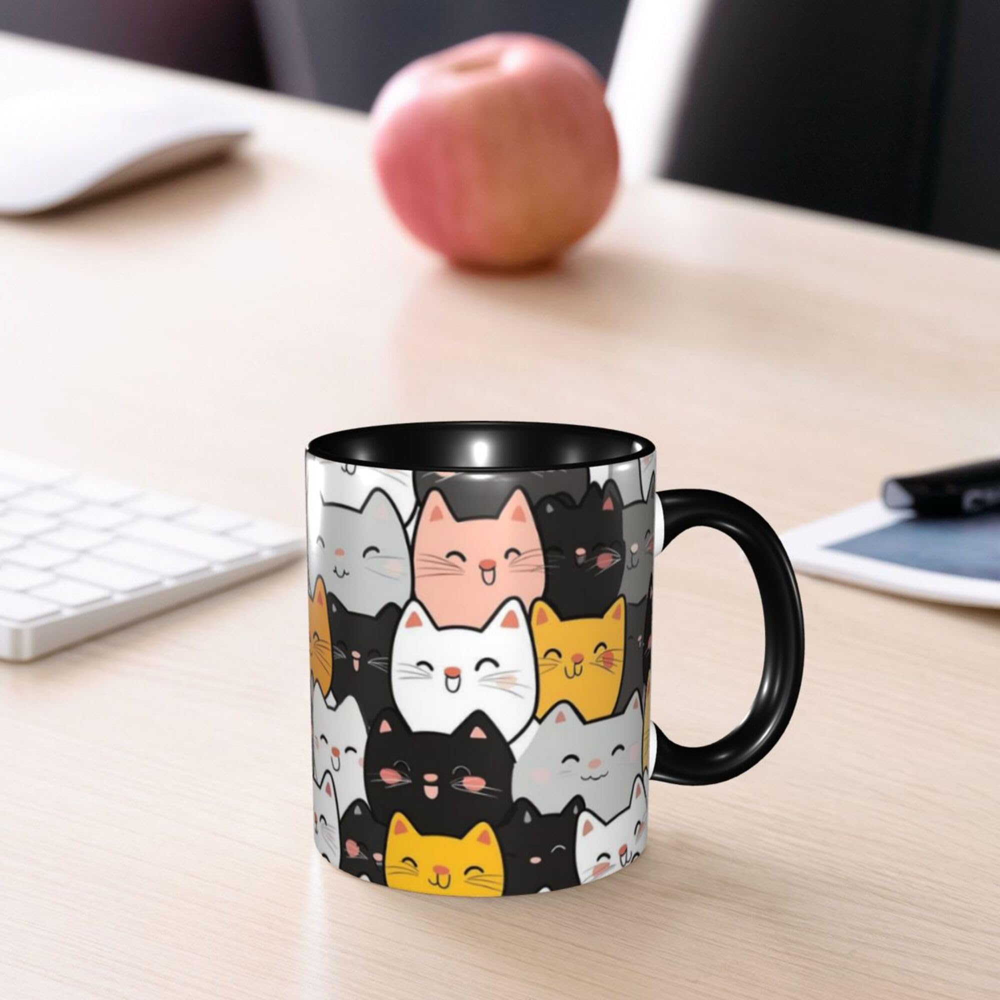 Taza opshksog gato-apto-lavavajillas-microondas apta uso cotidiano.