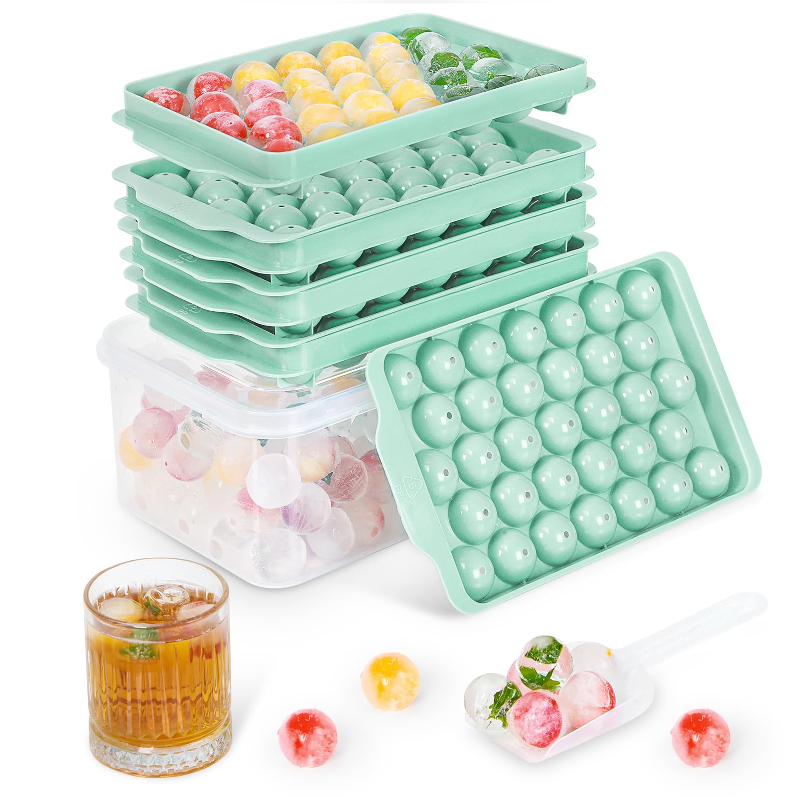 Optish bandeja de hielo 3-pack con tapa verde, ahorro de espacio