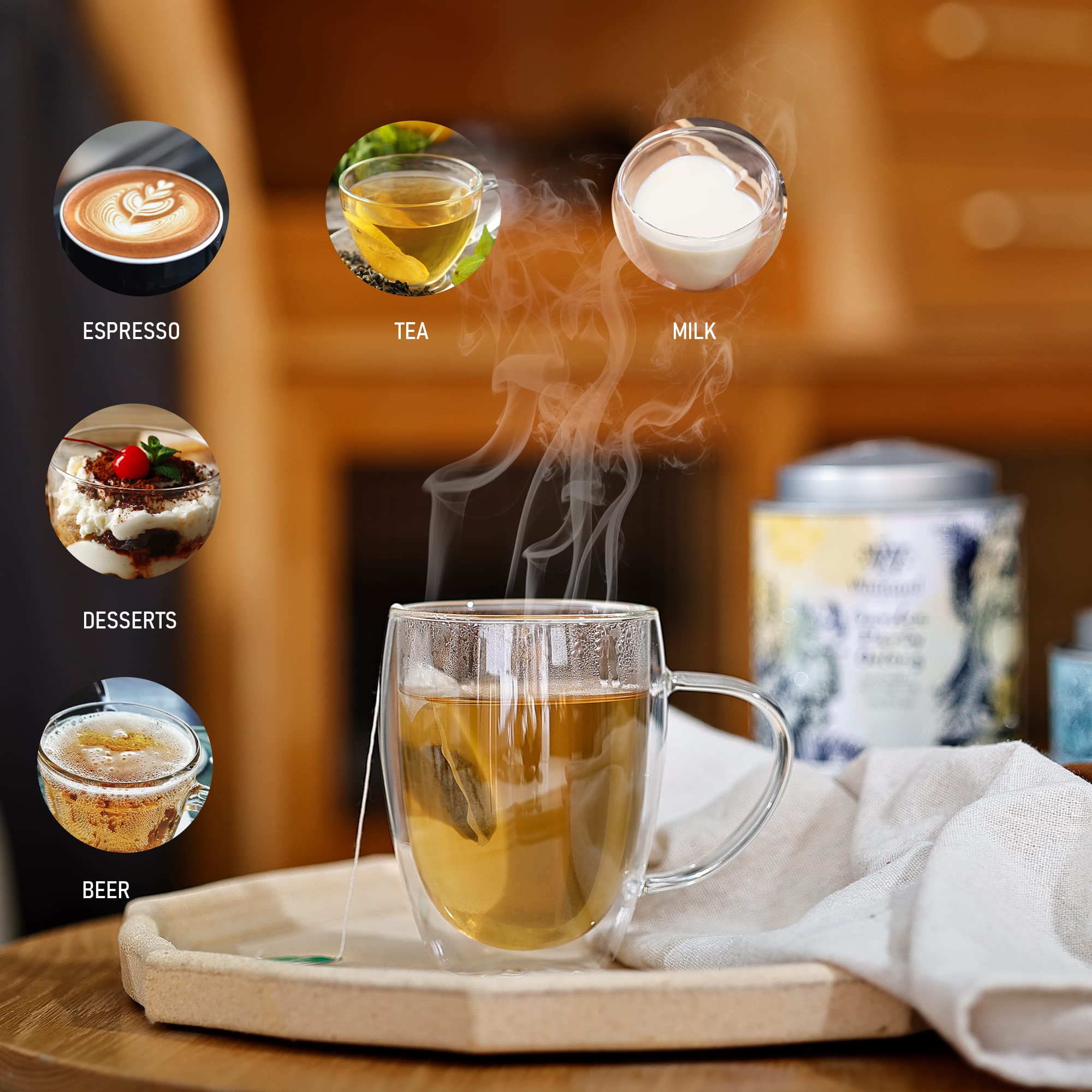 OPTVTAVITA taza doble pared vidrio borosilicato durable