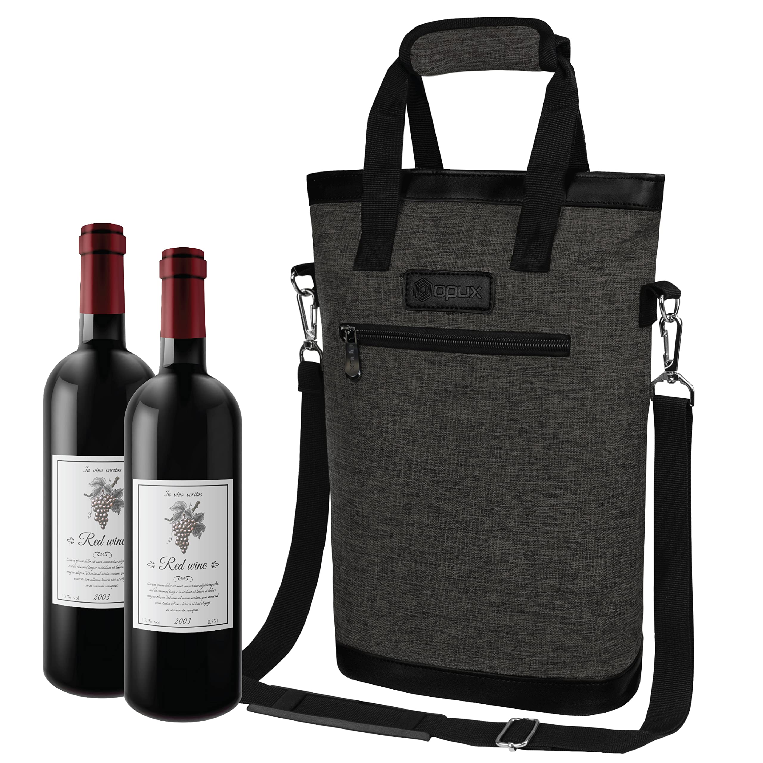 Opux bolsa vino dos botellas exterior, transporte cómodo y protegido.
