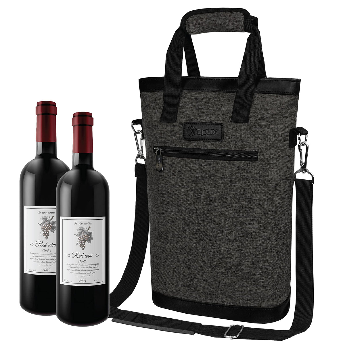 Opux bolsa vino dos botellas exterior, transporte cómodo y protegido.