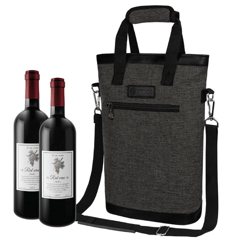Opux bolsa vino dos botellas exterior, transporte cómodo y protegido.