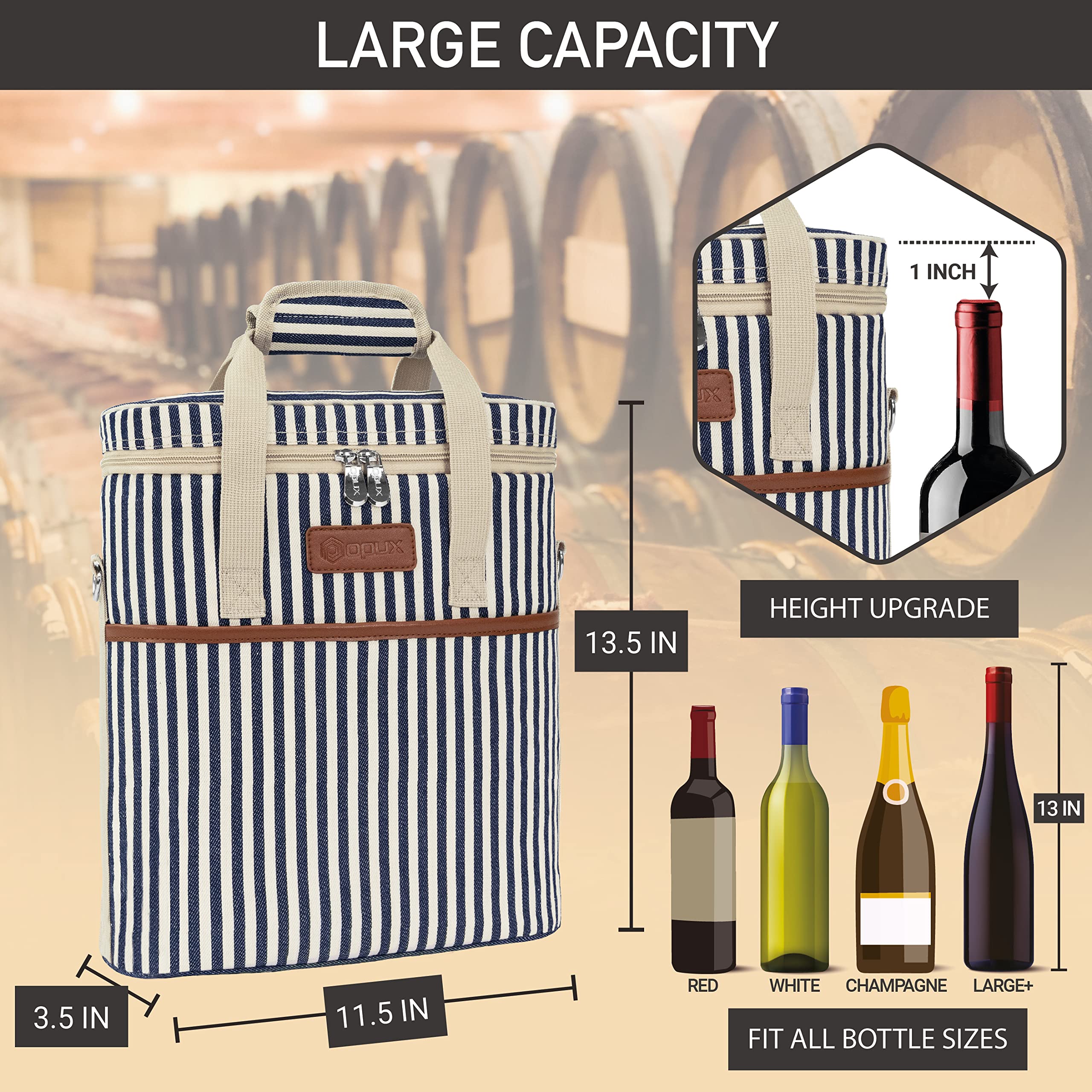 Opux bolsa vino protege botellas con acolchado para viaje seguro