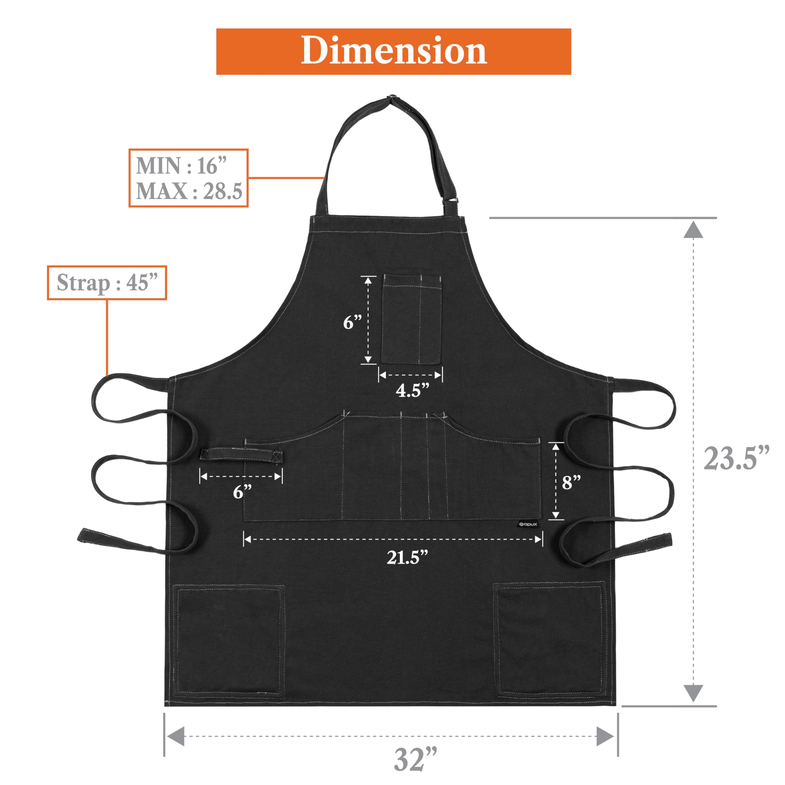 OPUX Delantal para cocina y barbacoa, versátil para múltiples tareas