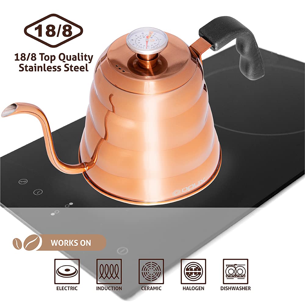 Hervidor Opux en acero inoxidable con base triple duradera.
