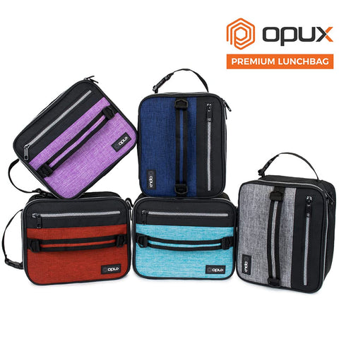 OPUX lonchera gris Heather, apariencia sobria y duradera para uso diario.