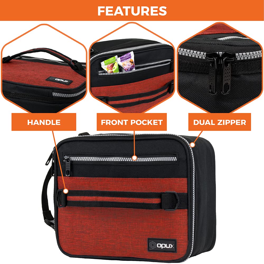 OPUX conjunto de lonchera roja para estudiantes y adultos, cuatro formas de uso.