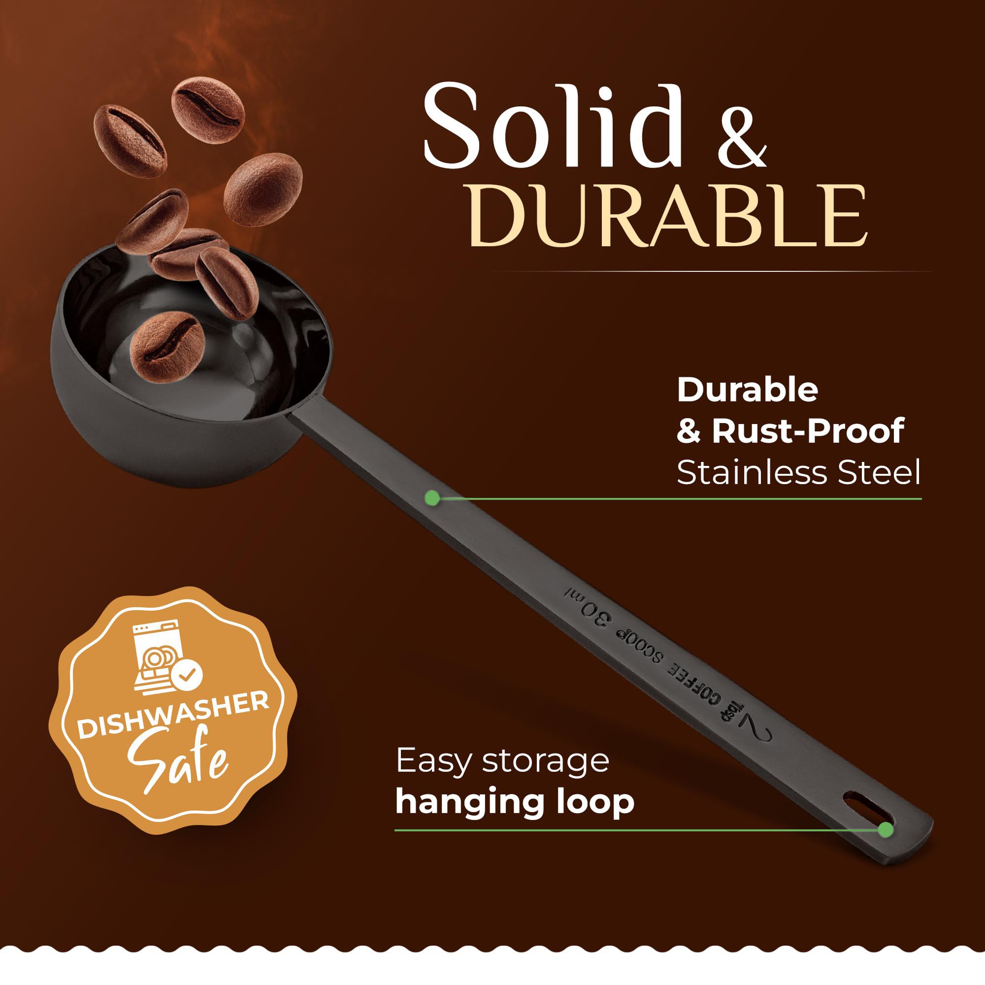 Orblue cucharas medidoras para café con 2 cucharadas, medición rápida y estable.