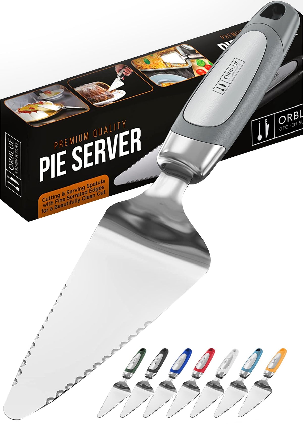 Orblue pie server con borde dentado doble para cortes precisos