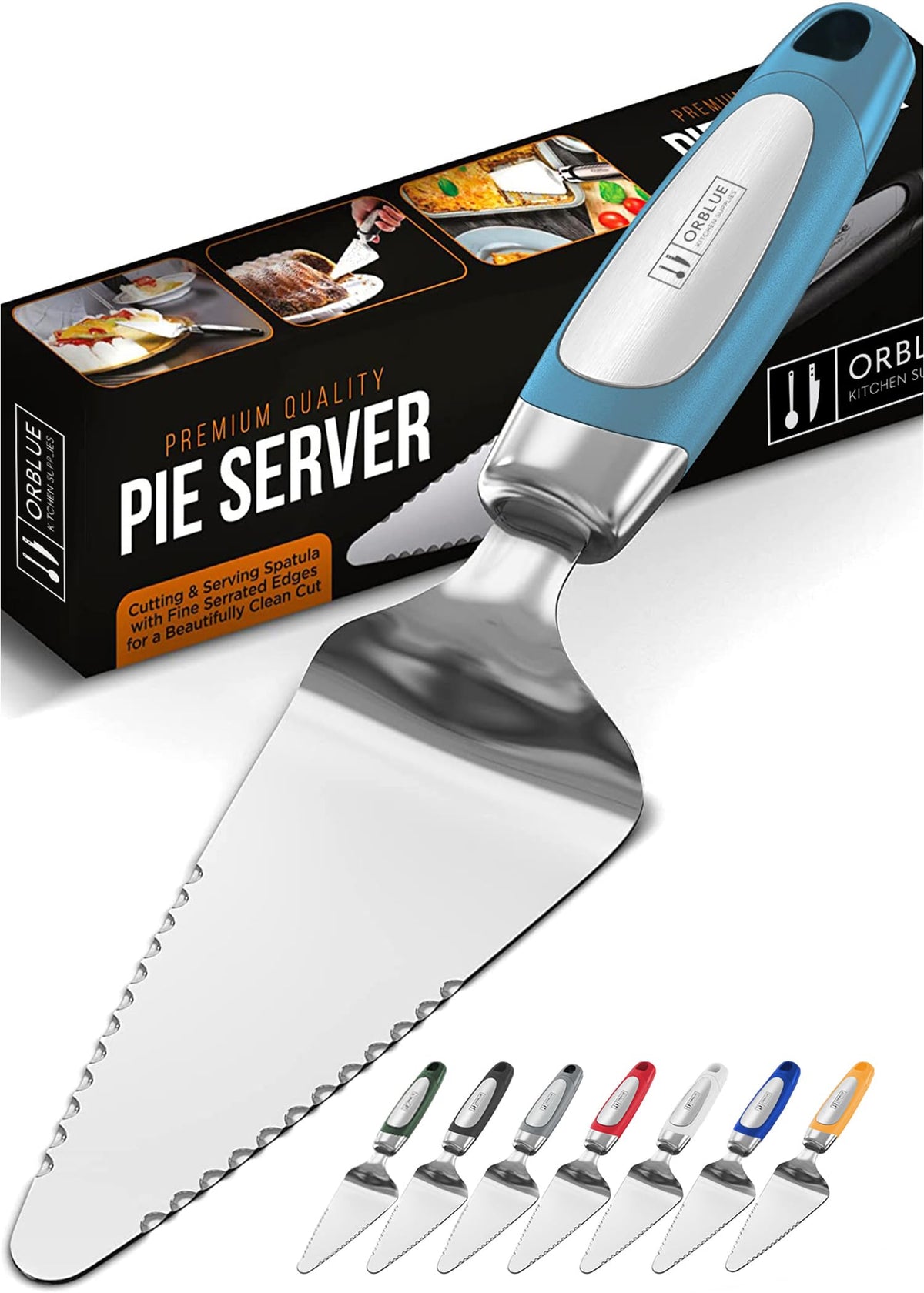 Orblue Pie Server con borde dentado en ambos lados para cortar pasteles con precisión