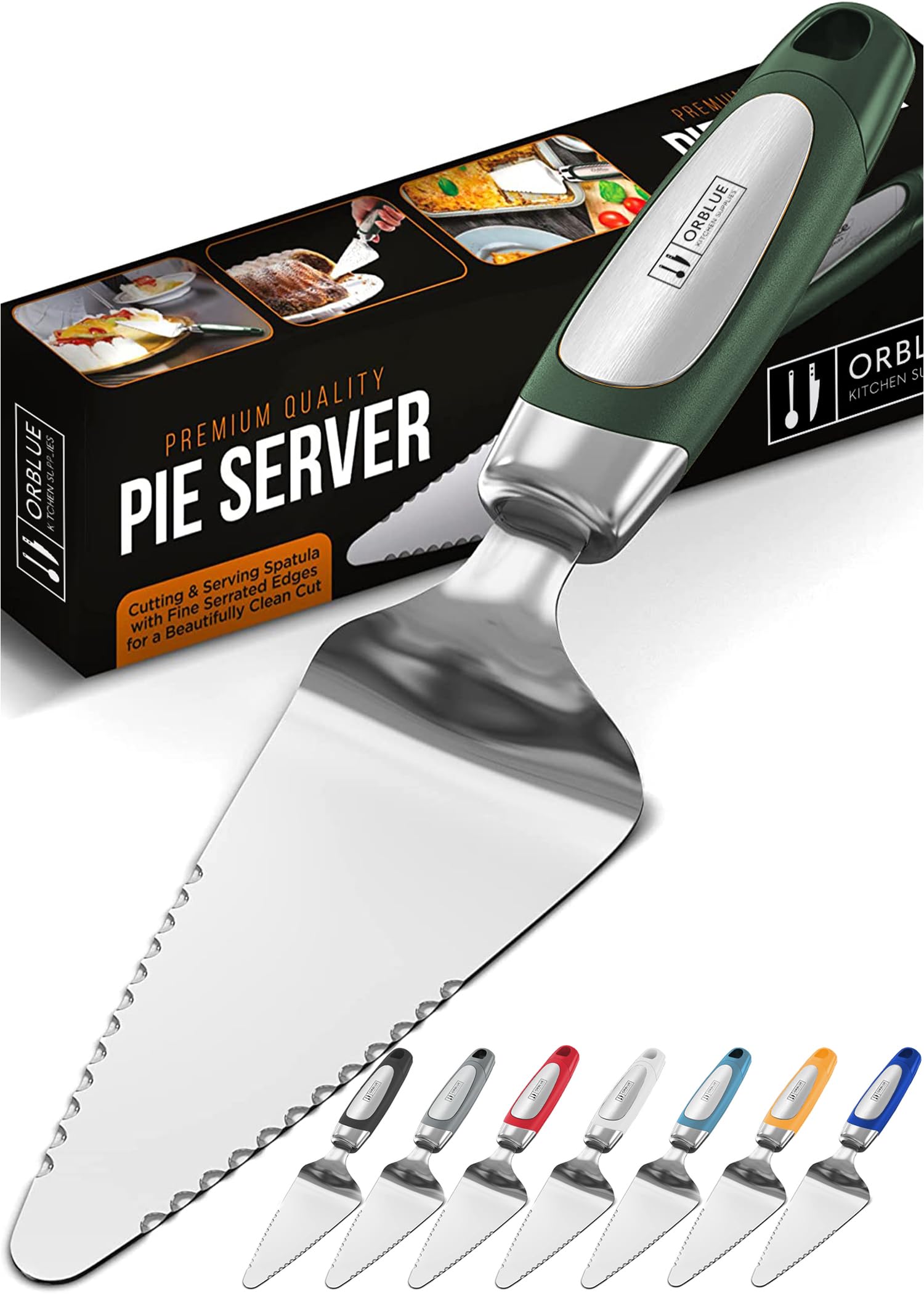 Orblue Pie Server con filo dentado a ambos lados para cortes precisos de pastel