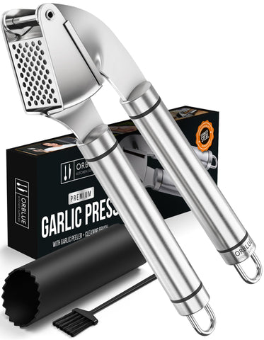 Orblue Prensa de ajo en acero inoxidable, ideal para ajo entero sin pelar.