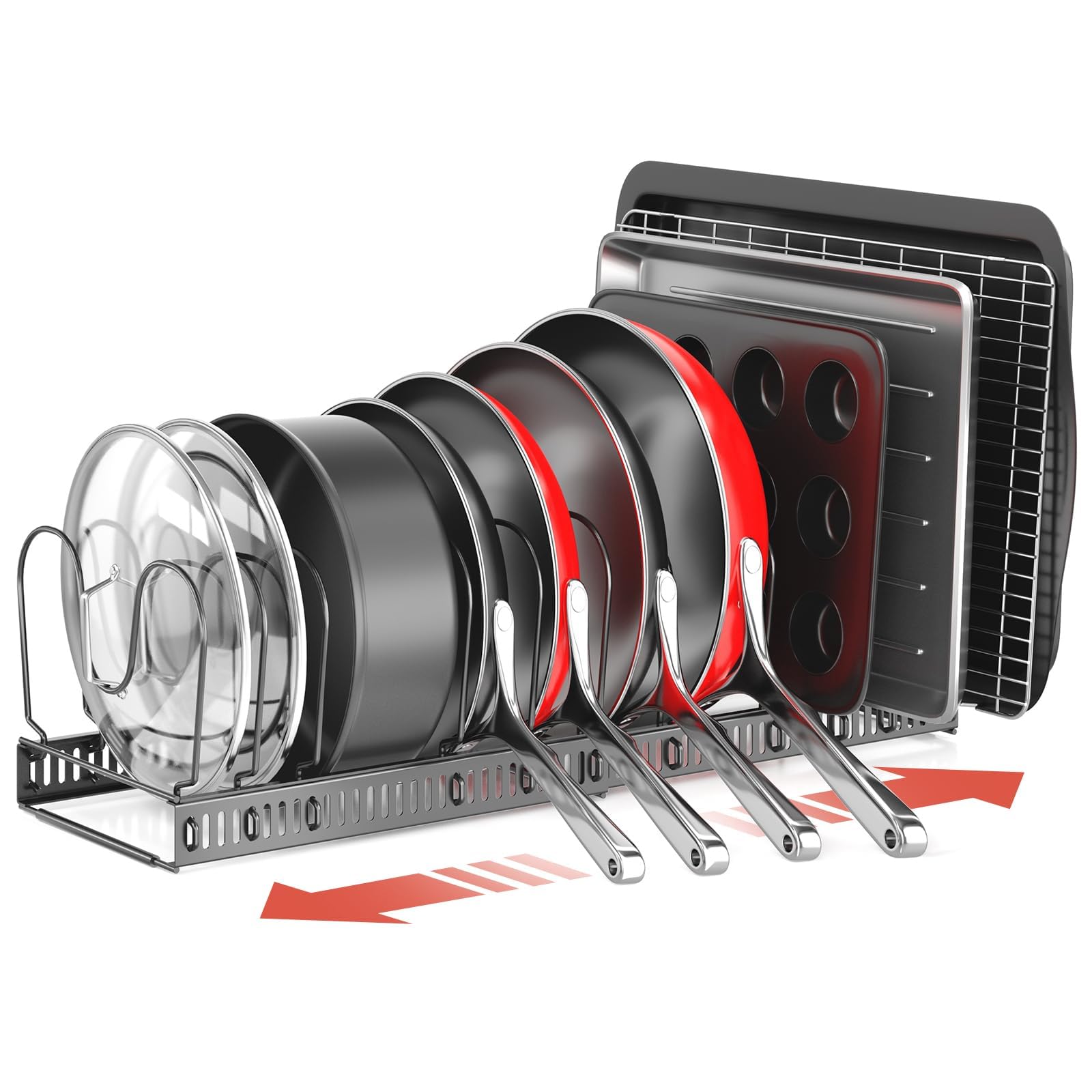 ORDORA Organizador de ollas bajo mueble para ahorrar espacio y ordenar.