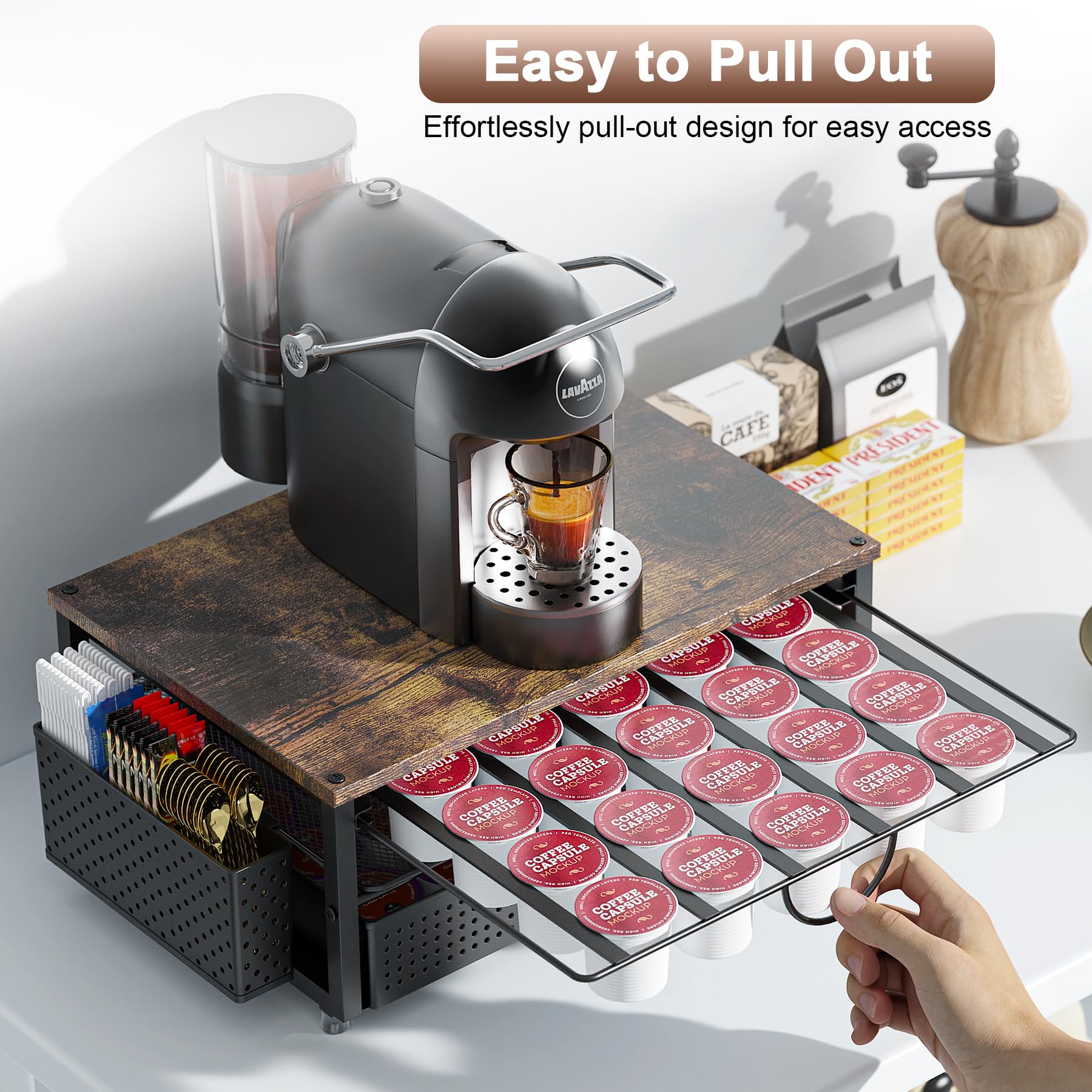 ORDROLL cestas-laterales para accesorios de café, mantén cucharas y sobres a mano