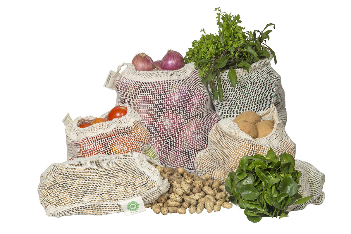 Bolsas de malla Organic Cotton Mart para frutas y verduras XL, frescura prolongada