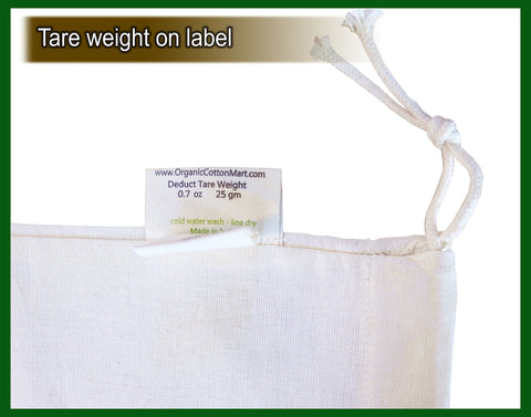 Bolsa de muslin Organic Cotton Mart con cierre de cuerda para filtrar o pan.