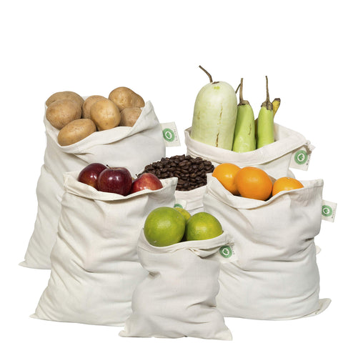 Organic Cotton Mart bolsas grandes reutilizables para verduras frescas.