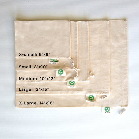 Organic Cotton Mart bolsas medianas ideales para guardar frutas y transportar compras.