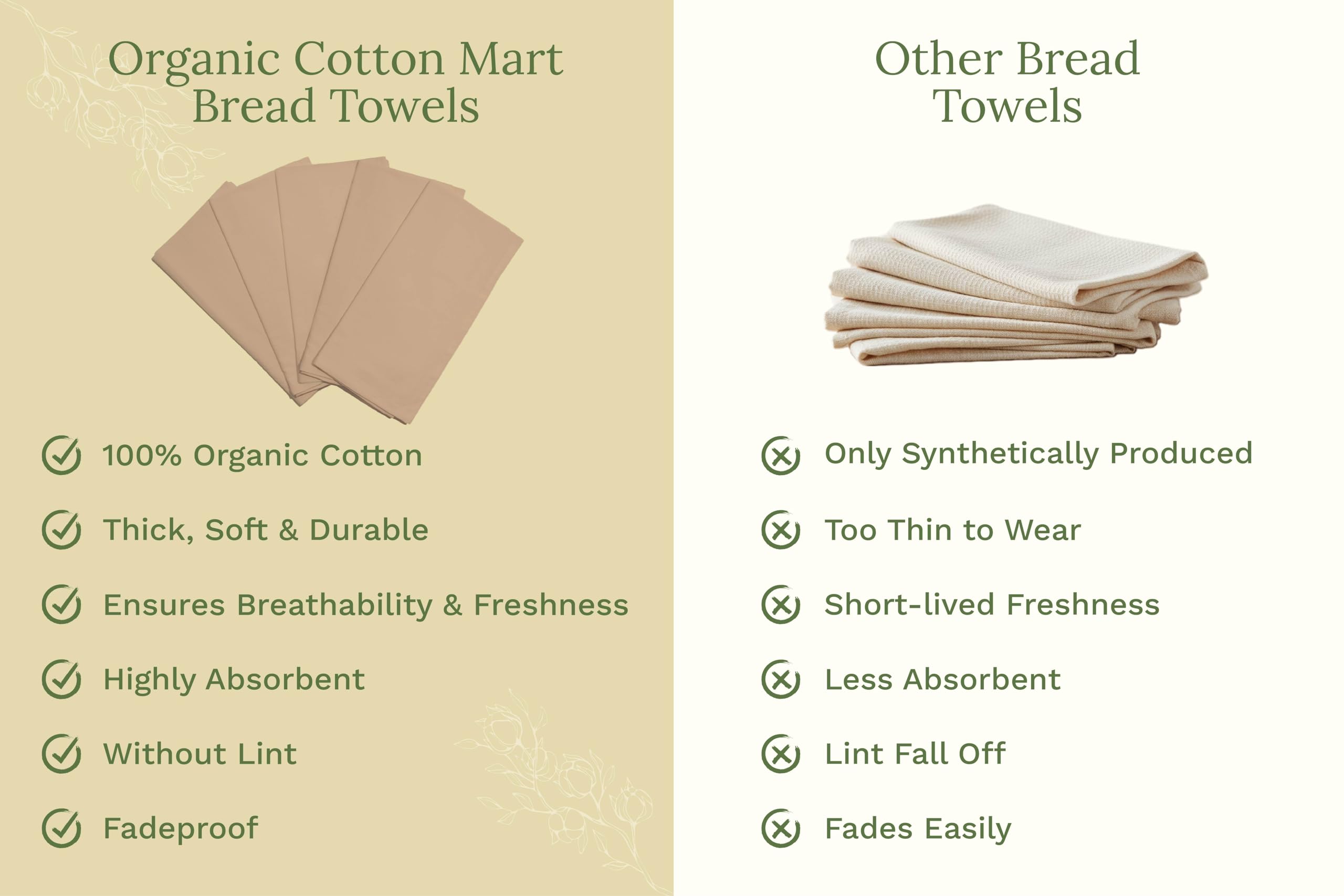 Organic Cotton Mart: paños beige respetuosos con el medio ambiente para cocina diaria.