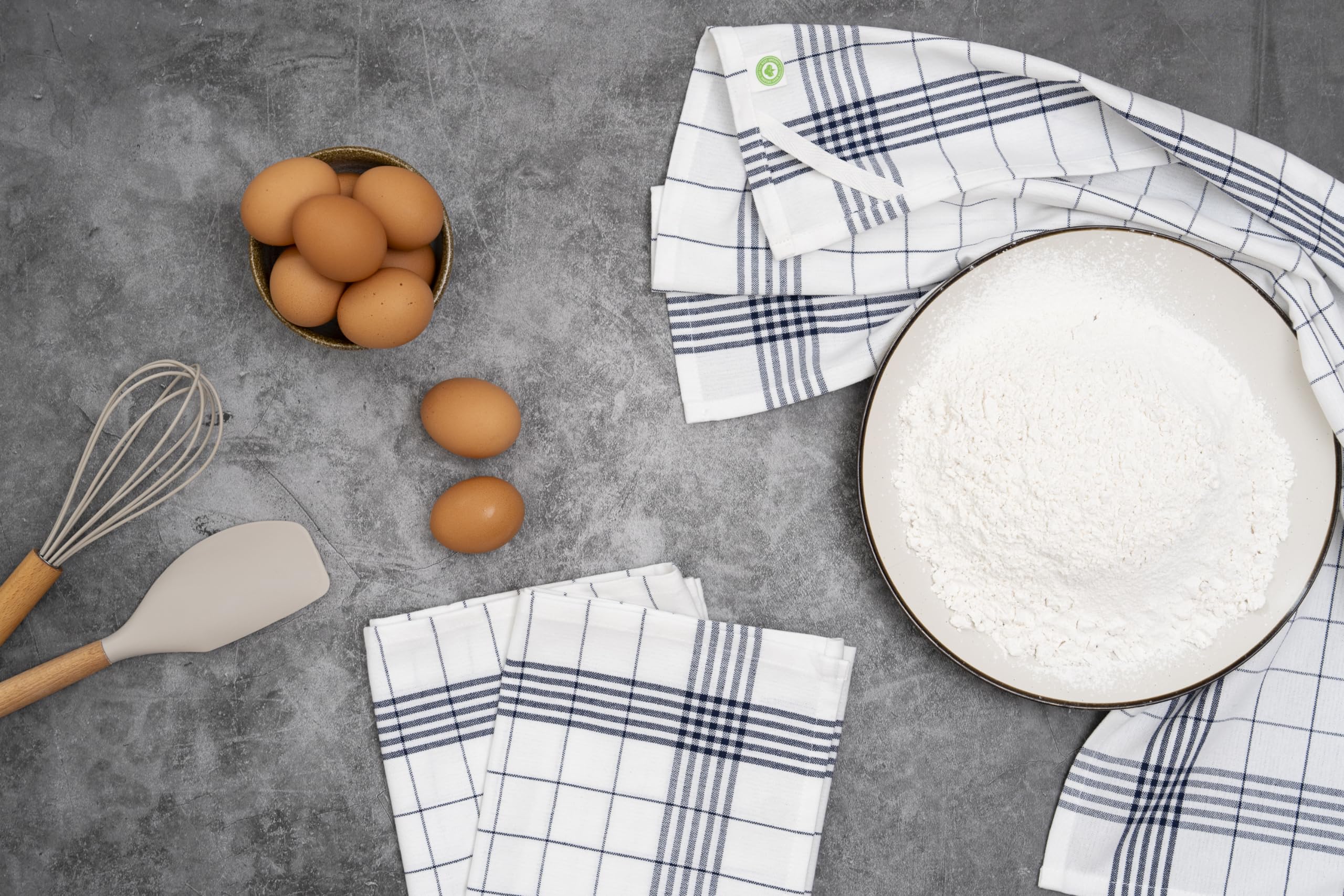 Organic Cotton Mart: toallas con anilla para colgar en la cocina azul